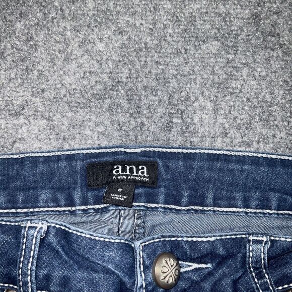 a.n.a. Jeans Womens Size 8 Blue Denim Embroidery Rhinestone Bootcut - Picture 3 of 11
